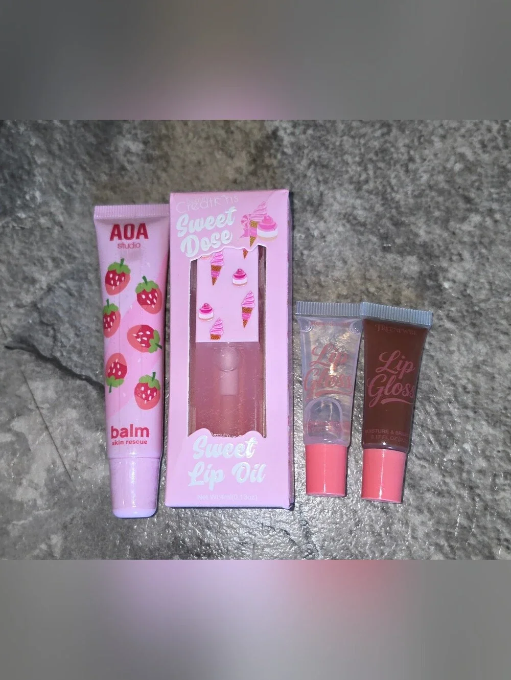 Beauty Creations Sweet Dose Lip Oil, Strawberry Lip Balm & Lip Gloss BNIB